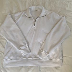 Brandy Melville white quarter zip sweater